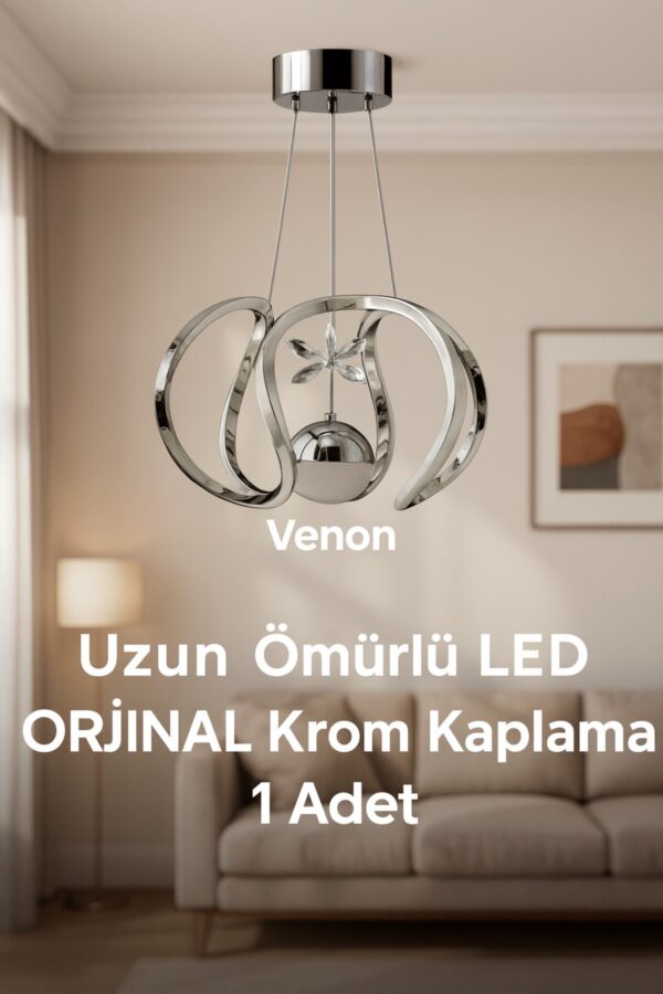 1 adet ledli 3 renk damla krom kaplama salon mutfak oda hol ledli avize yatak odası aydınlatma